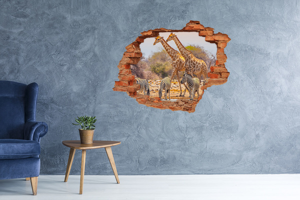 Wandbilder 3D Mauerdurchbruch Safari in Afrika