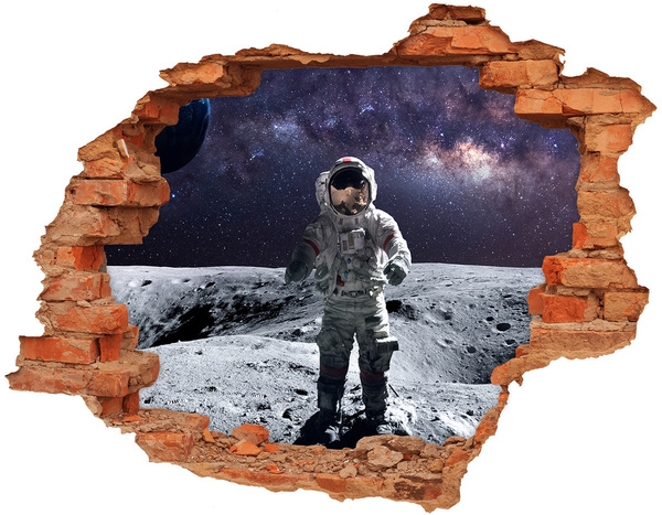 Wandtattoos 3D Optik Loch Astronaut auf dem Mond
