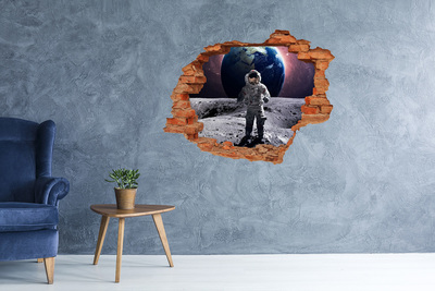 Wandbilder 3D Mauerdurchbruch Astronaut auf dem Mond
