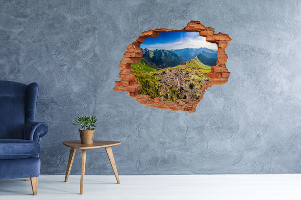 Wandtattoos Loch in der Wand Berglandschaft durch ein Loch in der Wand