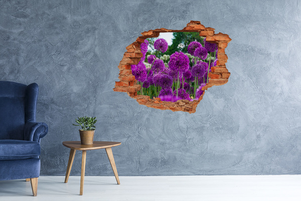 Wandbilder 3D Mauerdurchbruch Ein Blumenparadies in Lilatönen