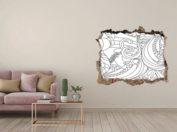 3D Wandsticker Loch Loch in der Wand Blumenmuster