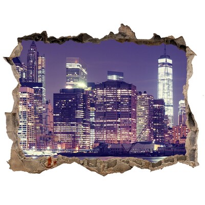 3D Wandsticker Loch New Yorker Skyline bei Nacht