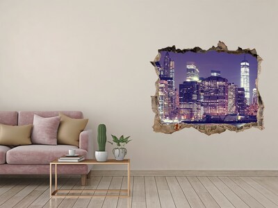 3D Wandsticker Loch New Yorker Skyline bei Nacht