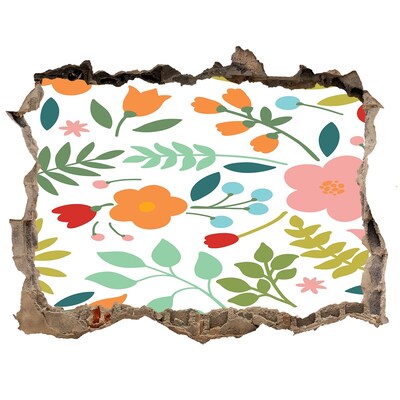 3D Wandtattoos Loch in der Wand Ein Blumenparadies hinter der Mauer