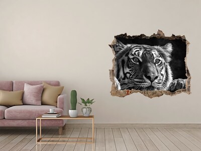 3D Wandsticker Loch Tiger in einem Loch in der Wand