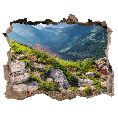 Wandfolien Loch in der Wand Bergblick mit Tal