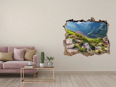 Wandfolien Loch in der Wand Bergblick mit Tal