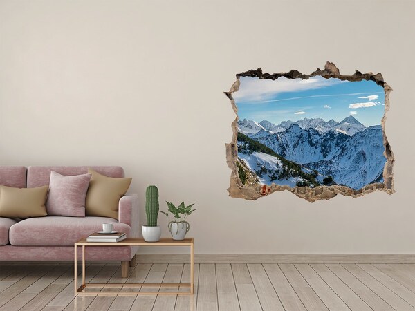 3D Wandtattoos Loch in der Wand Winterliche Berglandschaft