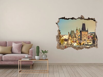 3D Wandtattoos Loch in der Wand Prag im Licht des Sonnenuntergangs
