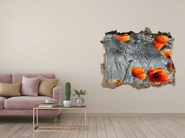 3D Wandsticker Loch Blumen in einem Loch in der Wand