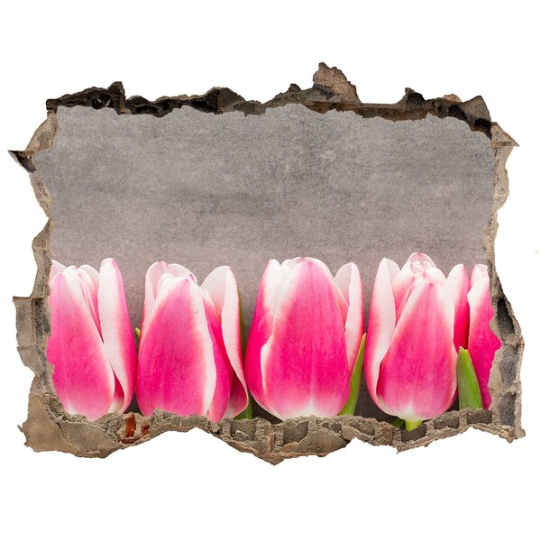 Wandfolien Loch in der Wand Tulpen aus Beton