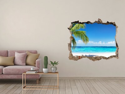 3D Wandtattoos Loch in der Wand Tropischer Strand mit Palmen