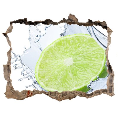 3D Wandsticker Loch Saftige Limette in Wasser