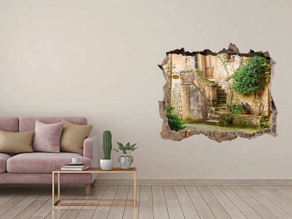 Wandfolien Loch in der Wand Charmante Treppe in einer alten Stadt