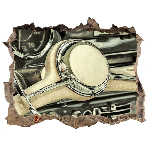 3D Wandsticker Loch Das stilvolle Cockpit eines Oldtimers