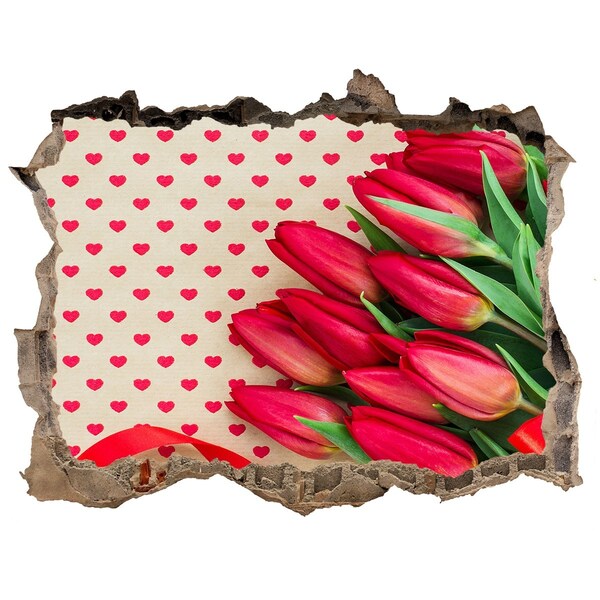 3D Wandsticker Loch Tulpen in Herzen