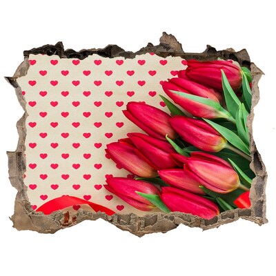 3D Wandsticker Loch Tulpen in Herzen
