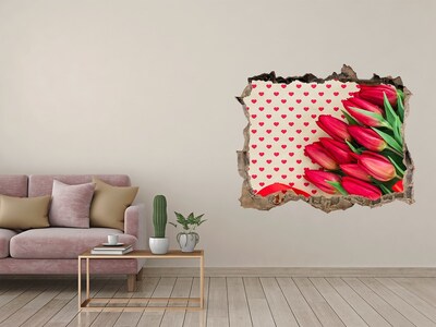 3D Wandsticker Loch Tulpen in Herzen