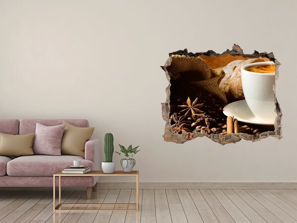 3D Wandtattoos Loch in der Wand Kaffee und frisches Brot