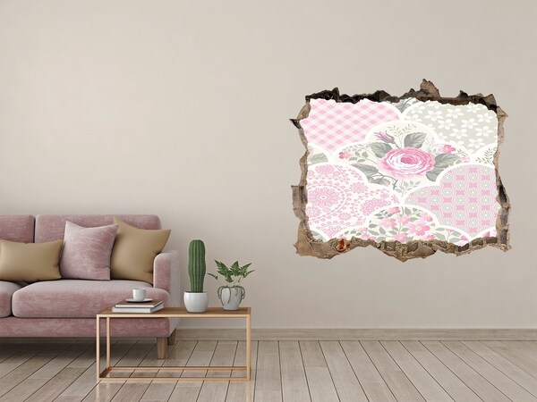 3D Wandsticker Loch Loch in der Wand Blumenmuster