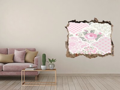3D Wandsticker Loch Loch in der Wand Blumenmuster
