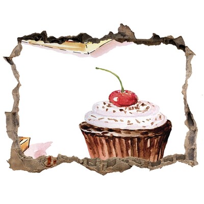 3D Wandtattoos Loch in der Wand Köstlicher Cupcake mit Kirsche