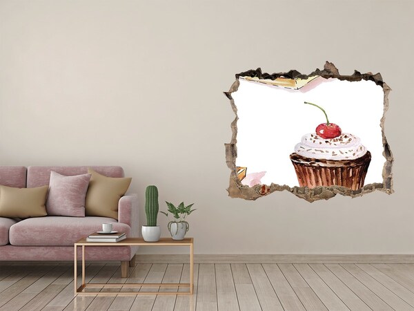 3D Wandtattoos Loch in der Wand Köstlicher Cupcake mit Kirsche