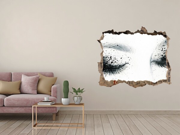 3D Wandsticker Loch Geschlossene Augen in einem Loch in der Wand