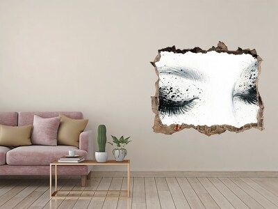 3D Wandsticker Loch Geschlossene Augen in einem Loch in der Wand