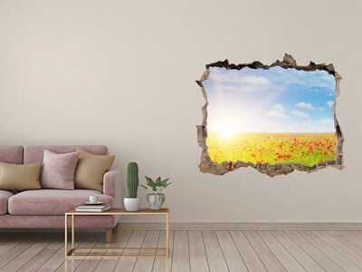3D Wandtattoos Loch in der Wand Blumenwiese im Sonnenschein