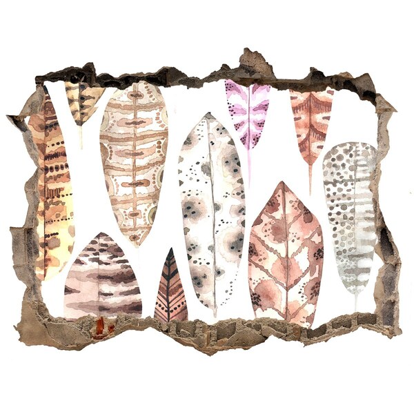 Wandtattoos Mauerdurchbruch Bunte Blätter in einem Loch in der Wand