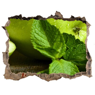 Wandtattoos Mauerdurchbruch Grüner Apfel mit Minze