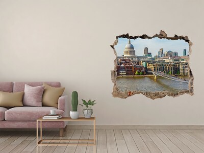 Wandtattoos Loch Blick auf London durch ein Loch in der Wand