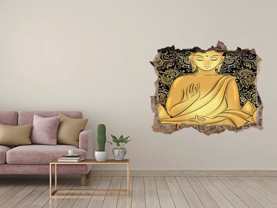 3D Wandsticker Loch Goldener Buddha, umgeben von einem Mandala