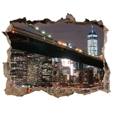 Wandtattoos Mauerdurchbruch Brooklyn Bridge bei Nacht