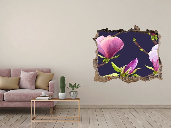3D Wandtattoos Loch in der Wand Magnolienblüten durch ein Loch in der Wand