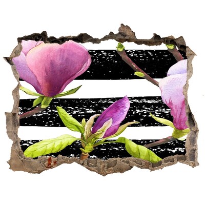 3D Wandtattoos Loch in der Wand Blumen auf gestreiftem Hintergrund