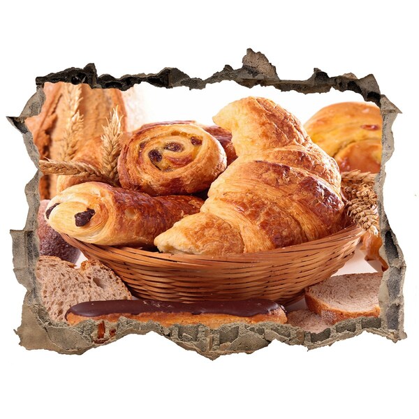 3D Wandsticker Loch Köstliche Backwaren im Korb