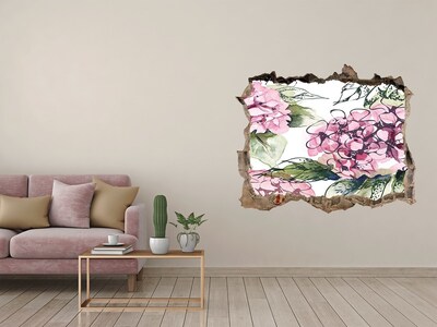 3D Wandtattoos Loch in der Wand Blumenlandschaft durch ein Loch in der Wand