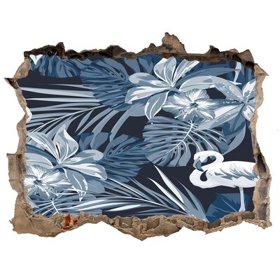Wandtattoos Mauerdurchbruch Tropisches Paradies mit Flamingos