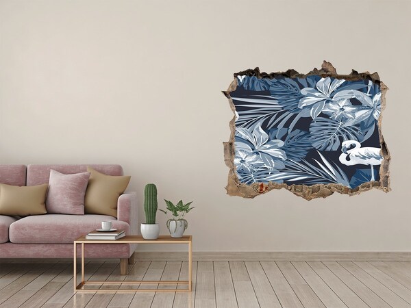 Wandtattoos Mauerdurchbruch Tropisches Paradies mit Flamingos