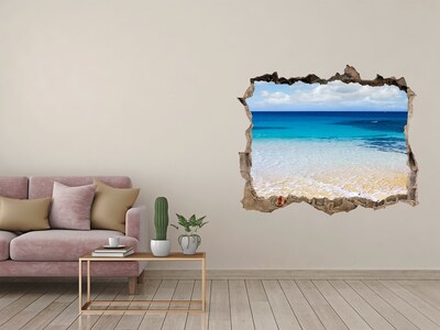Wandtattoos Mauerdurchbruch Karibischer Strand durch ein Loch in der Wand