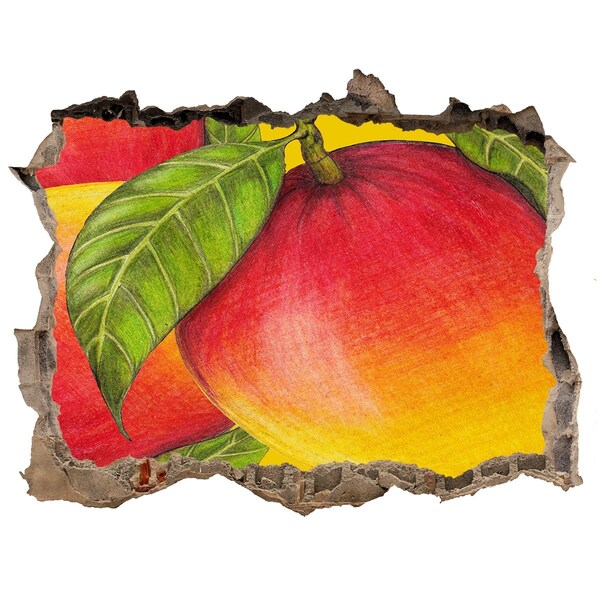 3D Wandsticker Loch Saftige Mango im Wandloch