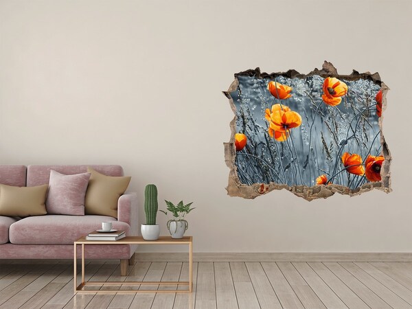 3D Wandsticker Loch Blumen in einem Loch in der Wand