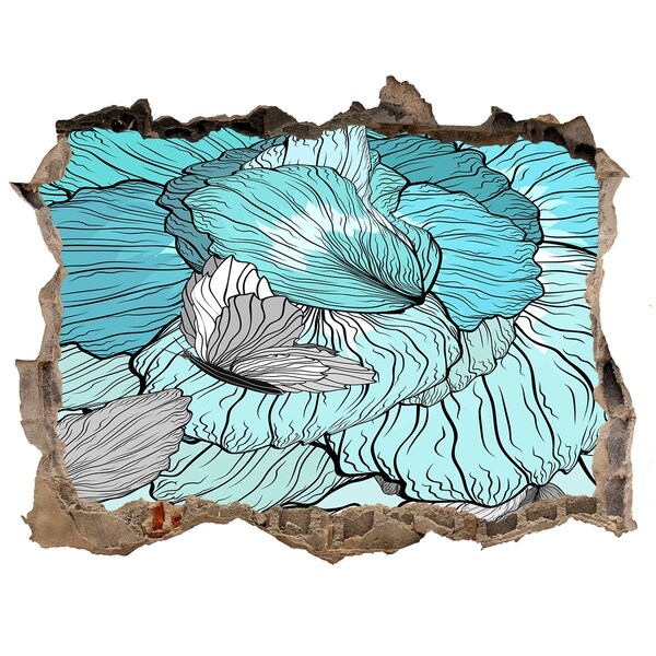 3D Wandsticker Loch Eine Blumenoase aus Beton