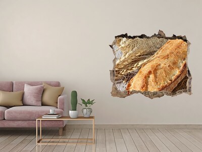 3D Wandsticker Loch Brot mit Körnern im Hintergrund