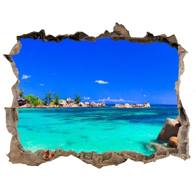 3D Wandsticker Loch Karibischer Strand durch ein Loch in der Wand