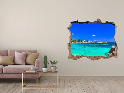 3D Wandsticker Loch Karibischer Strand durch ein Loch in der Wand