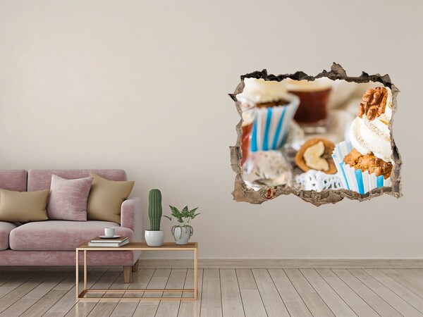 3D Wandtattoos Loch in der Wand Süßes Paradies mit Cupcakes